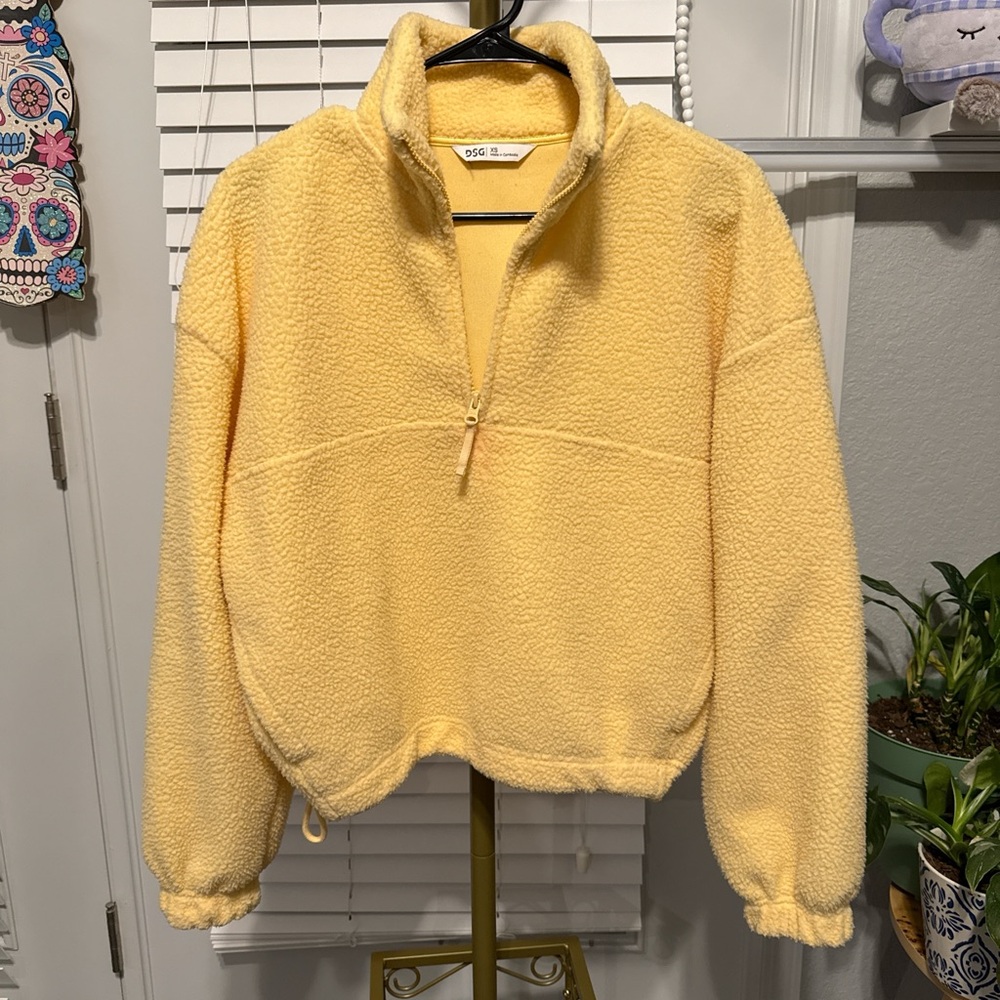 Yellow Fleece Quarter-Zip Sweater